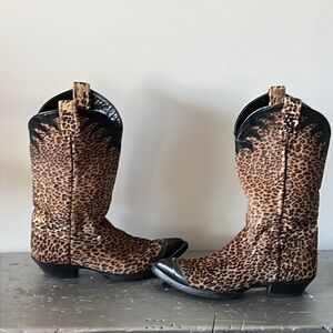 Vintage Cowboy Boots- Cheetah Pony Hair